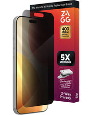 ZAGG vista frontal del protector mostrando cobertura completa y protección
