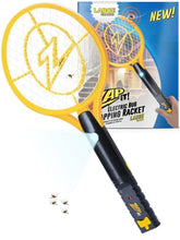 ZAP IT! front view of yellow swatter showing whole racket and handle, easy targeting