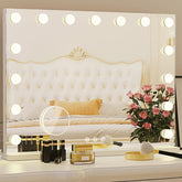ZazaFi vanity mirror front view showing 15 bulbs and aluminum frame for even lighting