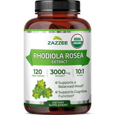Zazzee bottle front label showing product and organic badge for confidence