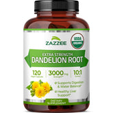 Zazzee front packaging showing bottle and organic label benefit clarity