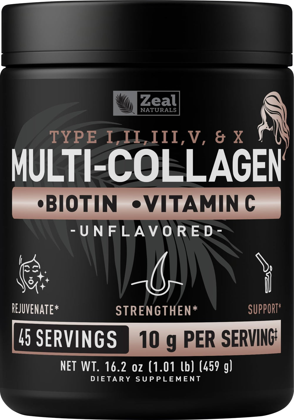 Zeal Naturals frente del envase mostrando etiqueta y beneficios visibles