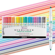 Zebra Pen mildliner front packaging showing 25 colors and case benefit