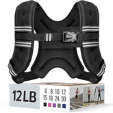 Zeerun chaleco frontal 12 lb mostrando ajuste y ruedas de peso