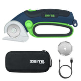 Zeite vista frontal del cortador eléctrico, diseño ergonómico y control seguro