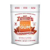 Zellie's front packaging showing cinnamon gum and benefits