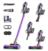 Zemmio front view stick vacuum showing sleek body and wand, fast whole-home cleaning