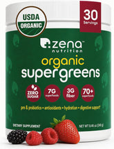 Zena Nutrition envase frontal mostrando etiqueta y beneficios orgánicos