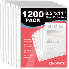 ZENOWICK frontal del paquete mostrando 1200 protectores y beneficio organización