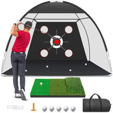 Zensouds front view of 10x7FT golf net showing full target face benefit accuracy