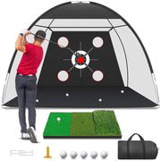 Zensouds front view of 10x7FT golf net showing full target face benefit accuracy