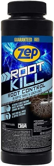 Zep Root Kill frontal del envase mostrando la etiqueta y uso profesional