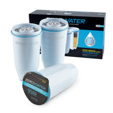 ZeroWater filter front packaging showing three replacement cartridges and benefits