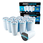 ZeroWater empaque frontal pack de 12 filtros mostrando cantidad y marca