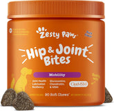 Zesty Paws front packaging showing duck-flavored joint chews and benefits