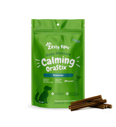 Zesty Paws bolso frontal del producto mostrando sticks y beneficio calmante