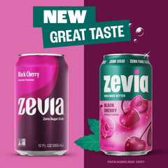 Primer plano de burbujas y textura Zevia Black Cherry, sensación fresca