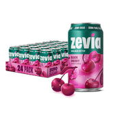 Zevia lata frontal con diseño claro mostrando cerezas, refresca sin azúcar