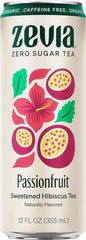 Zevia lata frontal hibisco y maracuyá mostrando diseño y frescura