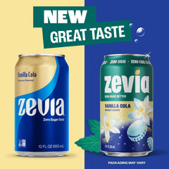 Open Zevia can being poured into glass with ice, refreshing taste without sugar