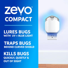 ZEVO detalle de la luz azul que atrae insectos y mejora capturas