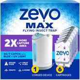 zevo MAX front view showing device and benefits brand light attraction