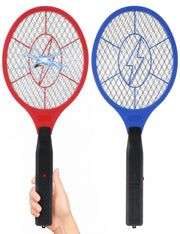ZHOU HE vista frontal de ambas raquetas rojo y azul, portátil y lista para uso