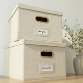 ZICOTO front view showing linen file box set and neat storage benefit
