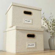 ZICOTO front view showing linen file box set and neat storage benefit