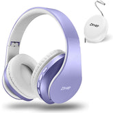 ZIHNIC front view of purple over-ear headphones showing sleek design and portability