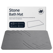 ZIKIBL stone bath mat front view showing sleek grey finish and quick-dry benefit