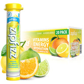 Zipfizz front pack showing 20 citrus tubes and branding, clear portable energy
