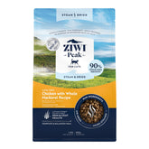 ZIWI paquete frontal mostrando fórmula pollo y caballa, confianza en ingredientes