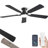 ZMISHIBO front view showing sleek fan and integrated light for modern decor and even illumination