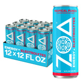 ZOA Tropical Punch front packaging showing bright can and branding benefit energizes