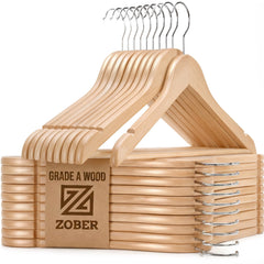 ZOBER percha de madera frontal mostrando diseño y robustez