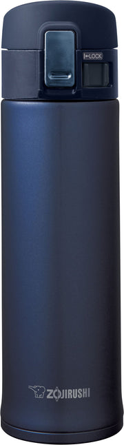 Zojirushi termo Smoky Blue vista frontal con diseño elegante y retención térmica