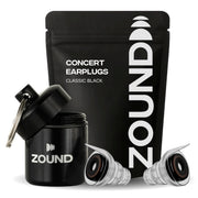Zound front packaging showing earplugs and case, clear protection benefit