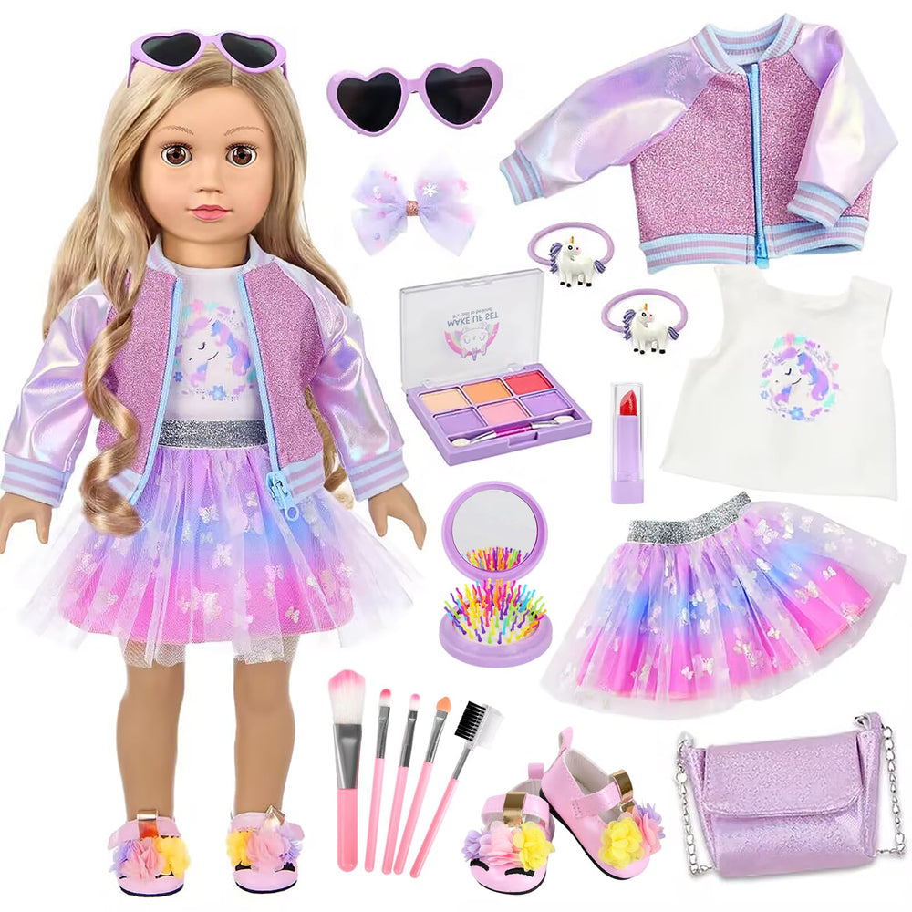 ZQDOLL vista frontal del pack mostrando ropa y accesorios, ideal para jugar