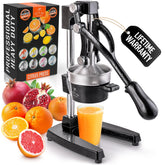 Zulay Kitchen front view of cast iron juicer showing sturdy design and fast juice extraction