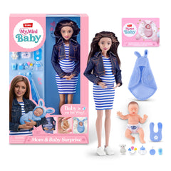 ZURU MY MINI muñeca Maria frontal en caja con vista completa, presenta el set