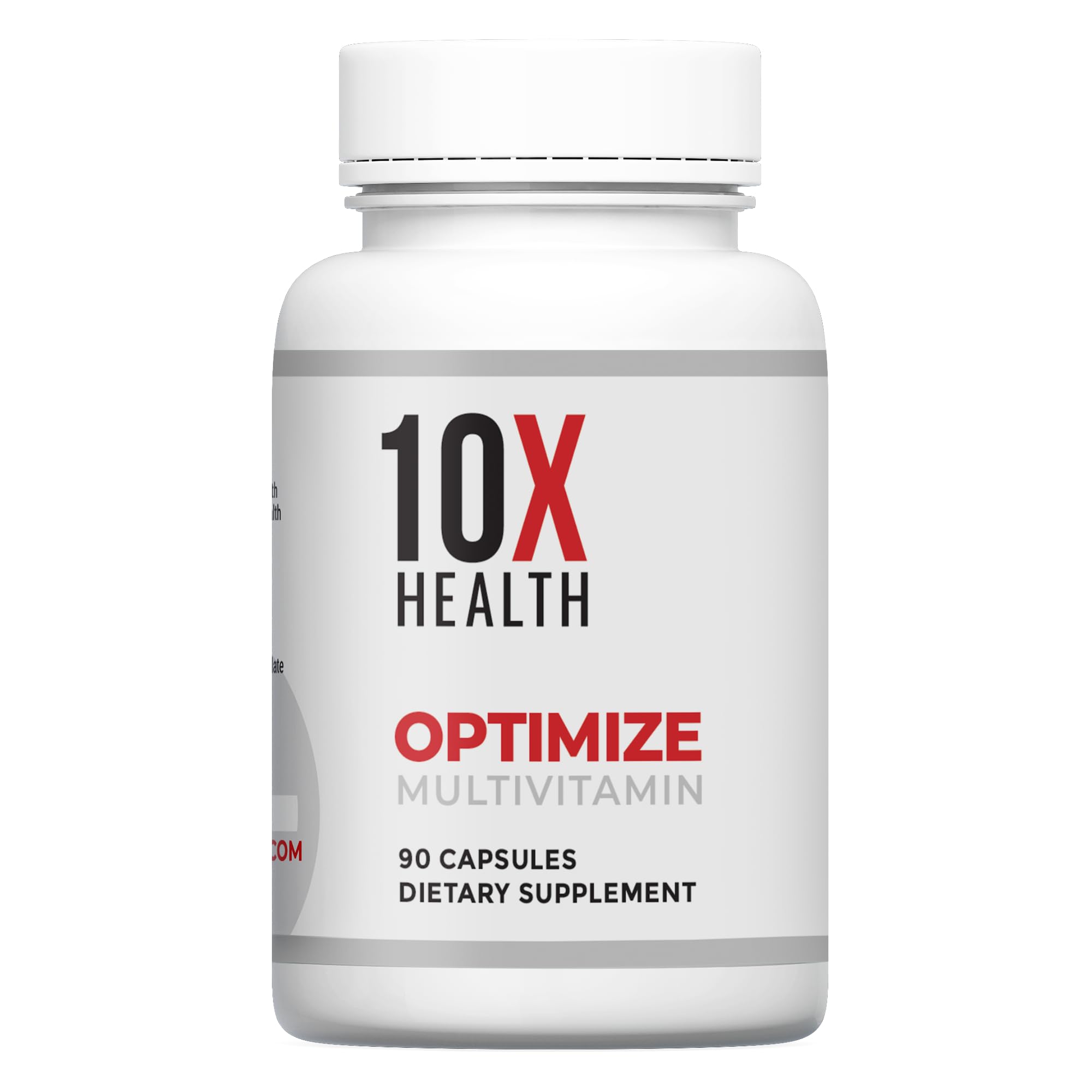 10X Health bottle beside ruler showing 90 capsules size