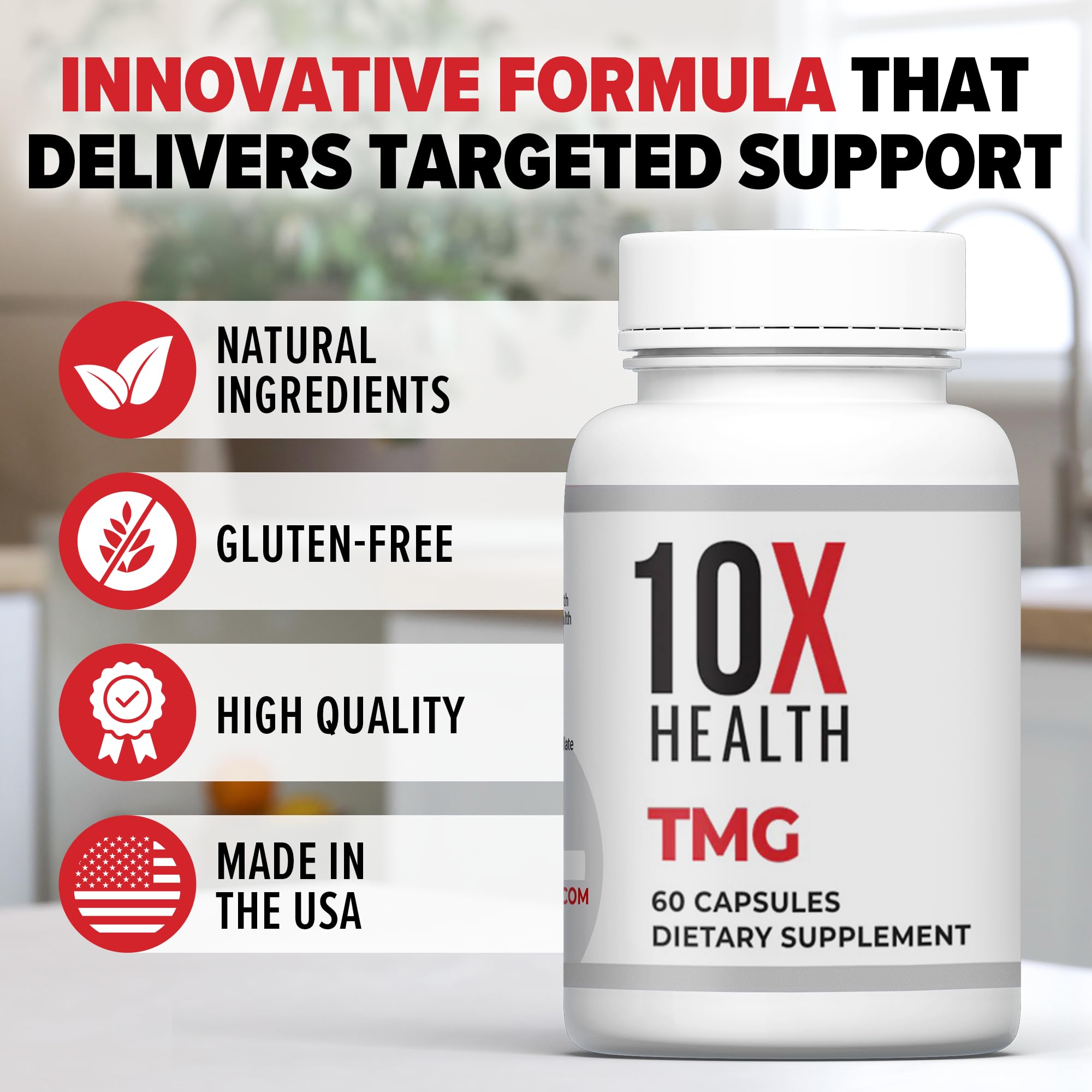 10X Health frasco junto a vitaminas B sugiriendo combinación efectiva
