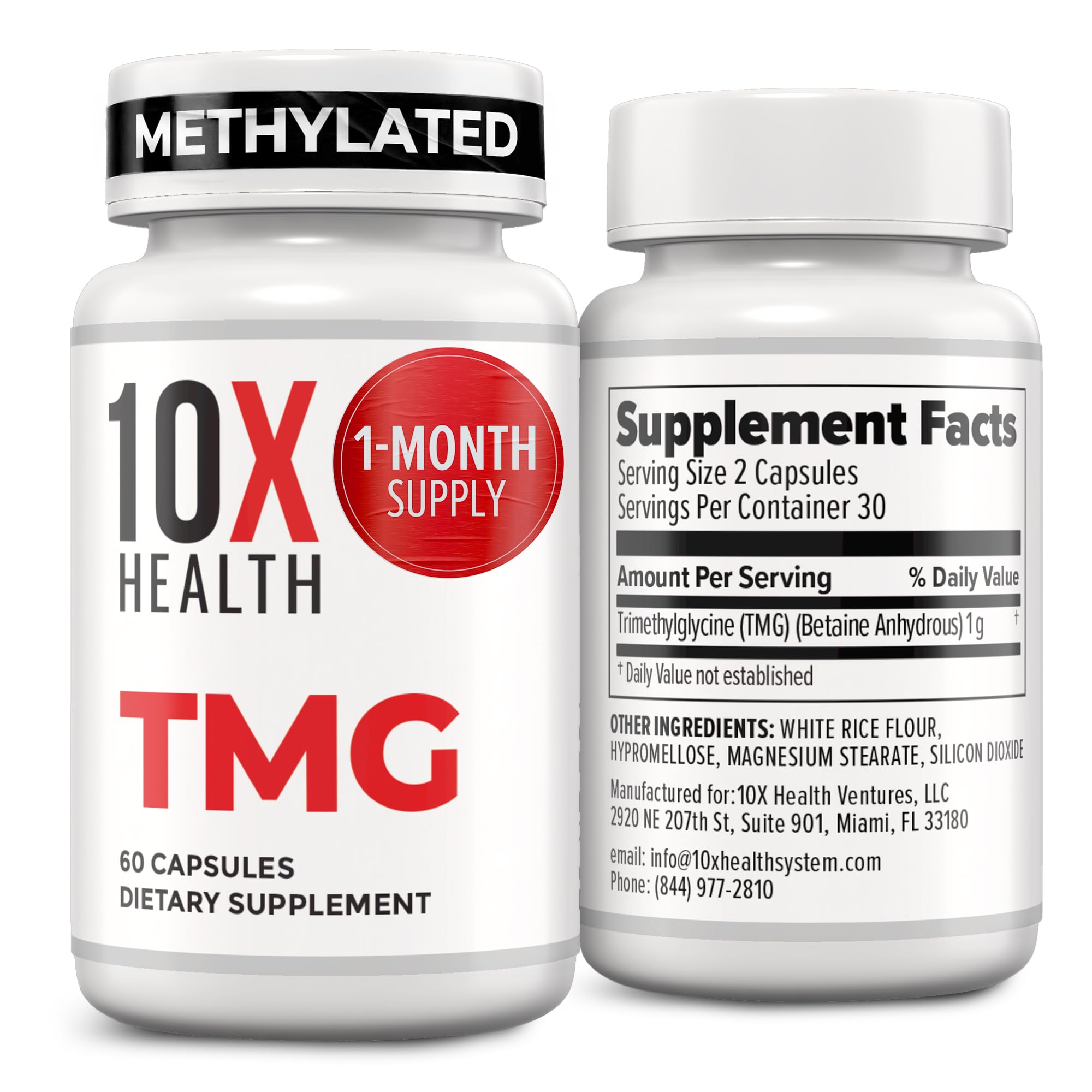 10X Health frasco delantero mostrando etiqueta clara y beneficios