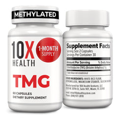 10X Health frasco delantero mostrando etiqueta clara y beneficios
