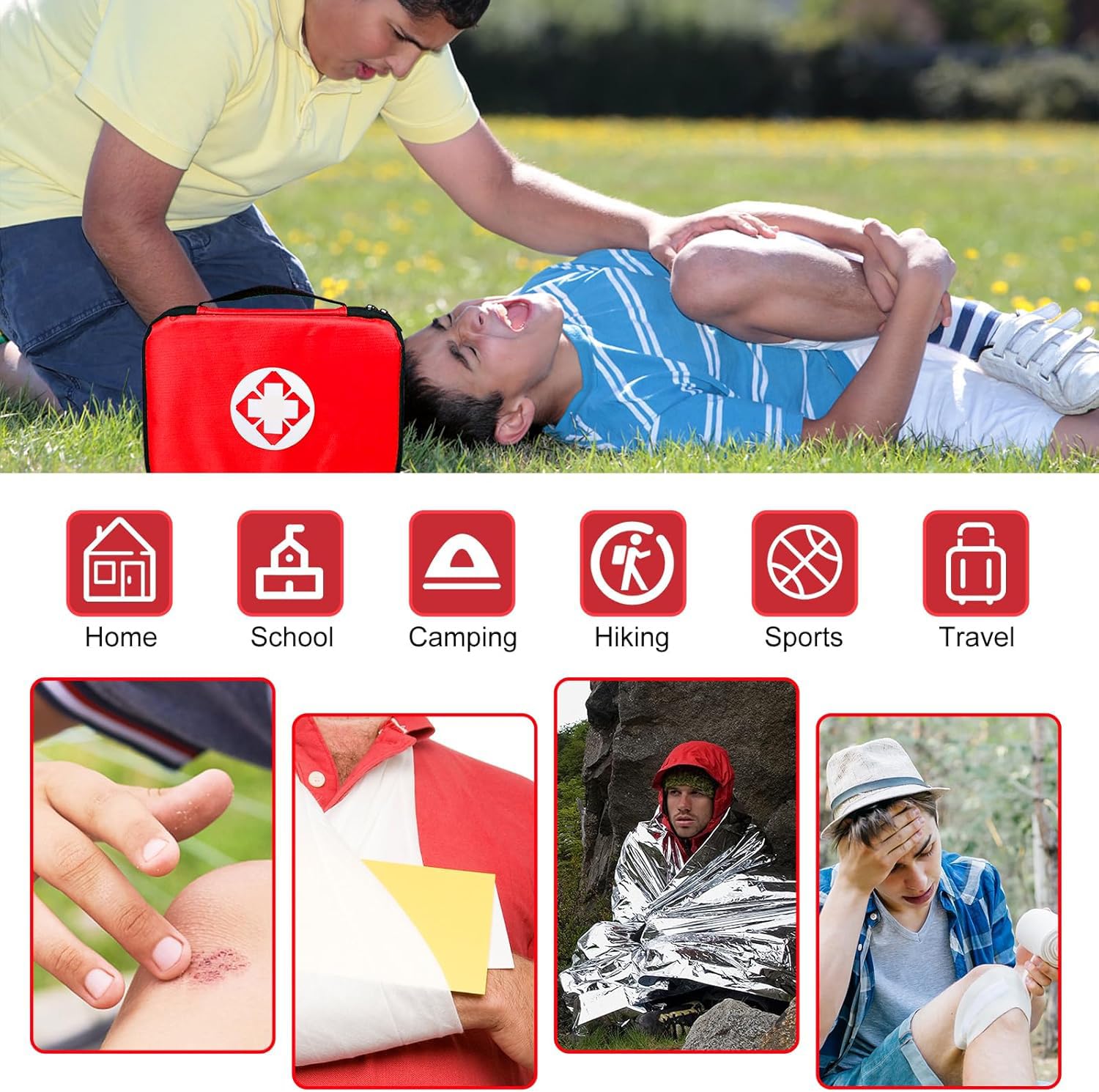 1st Aid vendas y gasas mostrando variedad para curaciones rápidas