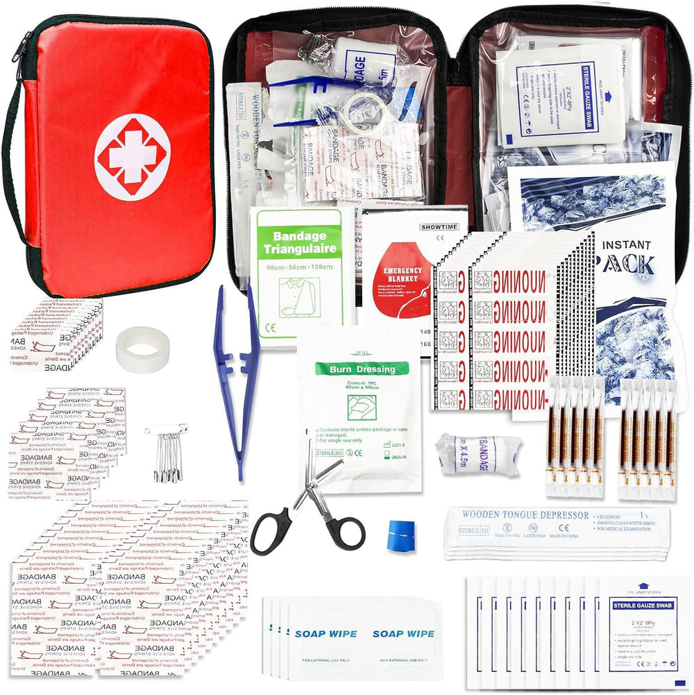 1st Aid estuche frontal rojo organizado para emergencias rápidas