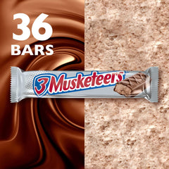 3 Musketeers barra desenvuelta mostrando cobertura de chocolate, apariencia apetitosa