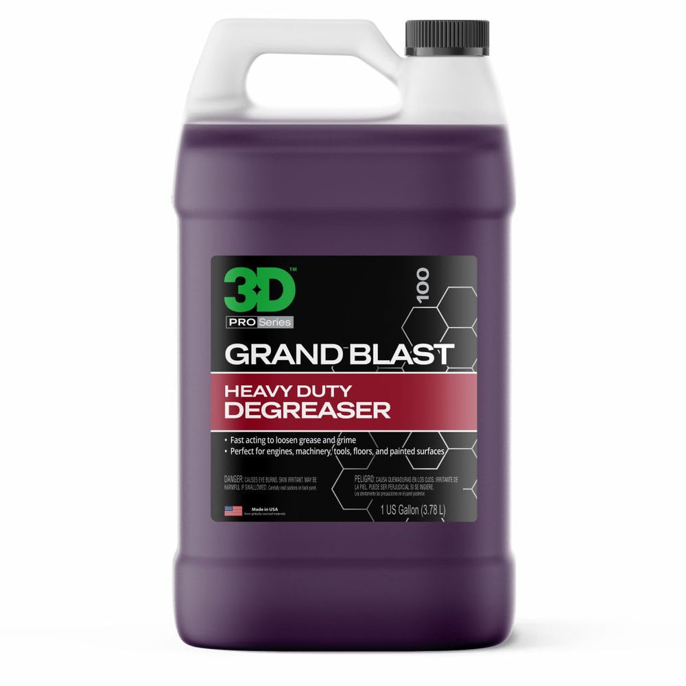 3D Grand Blast front gallon label showing product identity and benefits
