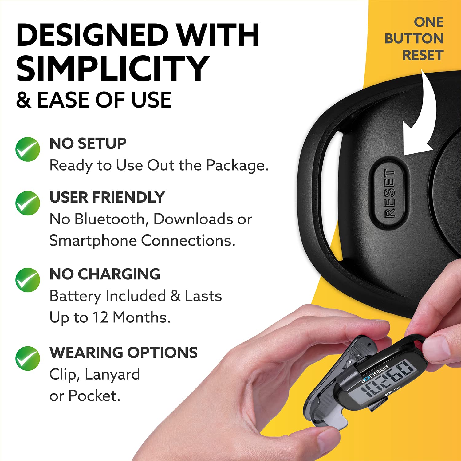 3DActive 3DFitBud sujeto al cinturón con clip, comodidad y seguridad